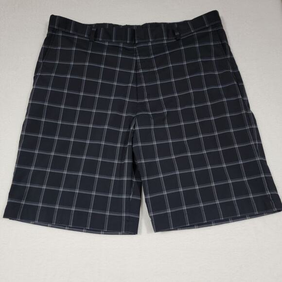 Walter Hagen Shorts Mens 38 Black Plaid Flat Front Golf Performance Outdoor - Picture 1 of 11